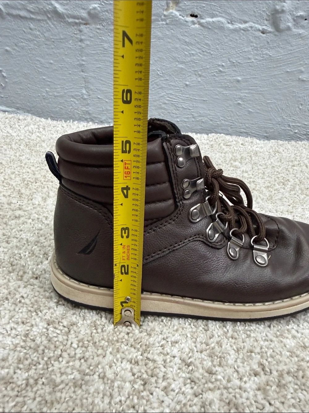 Nautica Boys Alize Youth Faux-Leather Lace-up Ankle Boots Size 1